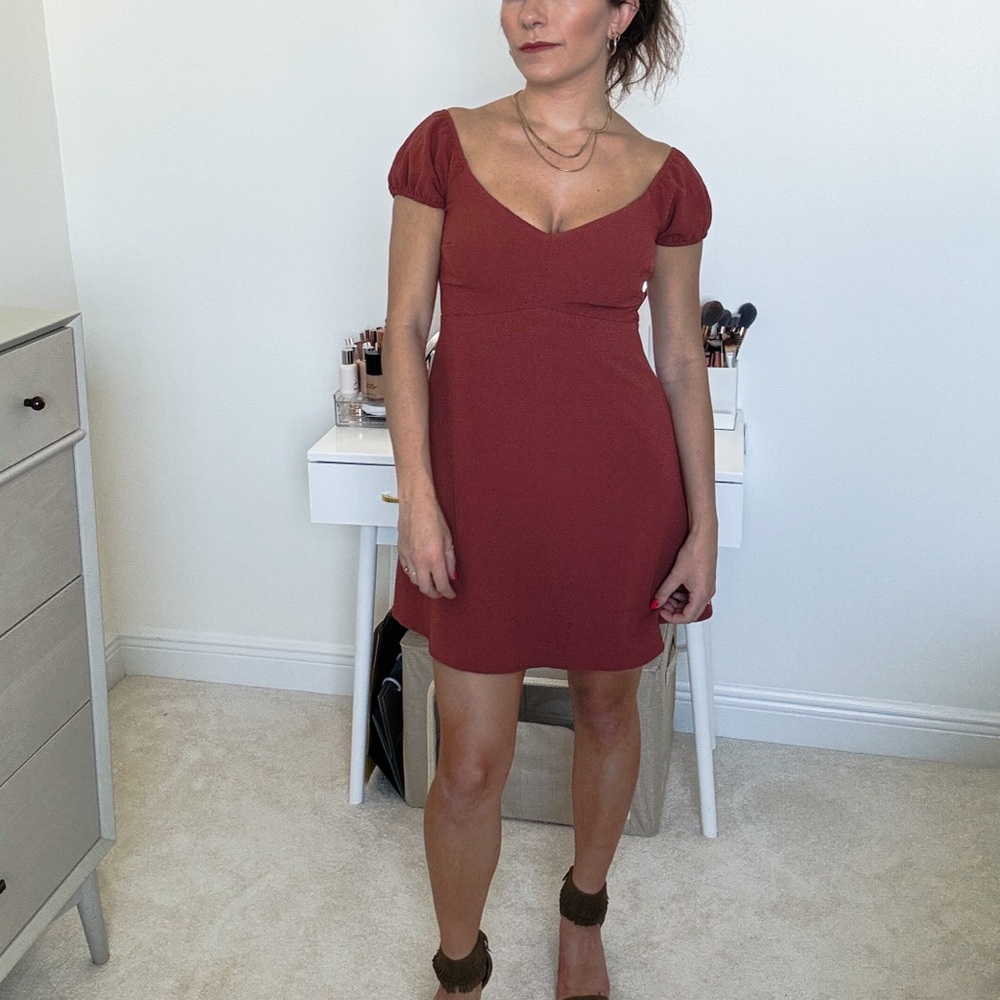 Urban Outfitters Kimchi Blue reddish brown off shoulder mini dress - size 2